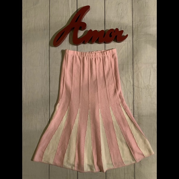 VTG Pink & White Size 12 Knit 🧶 Sweater Top & Full Knee Length 2pc Skit Set - Picture 12 of 13
